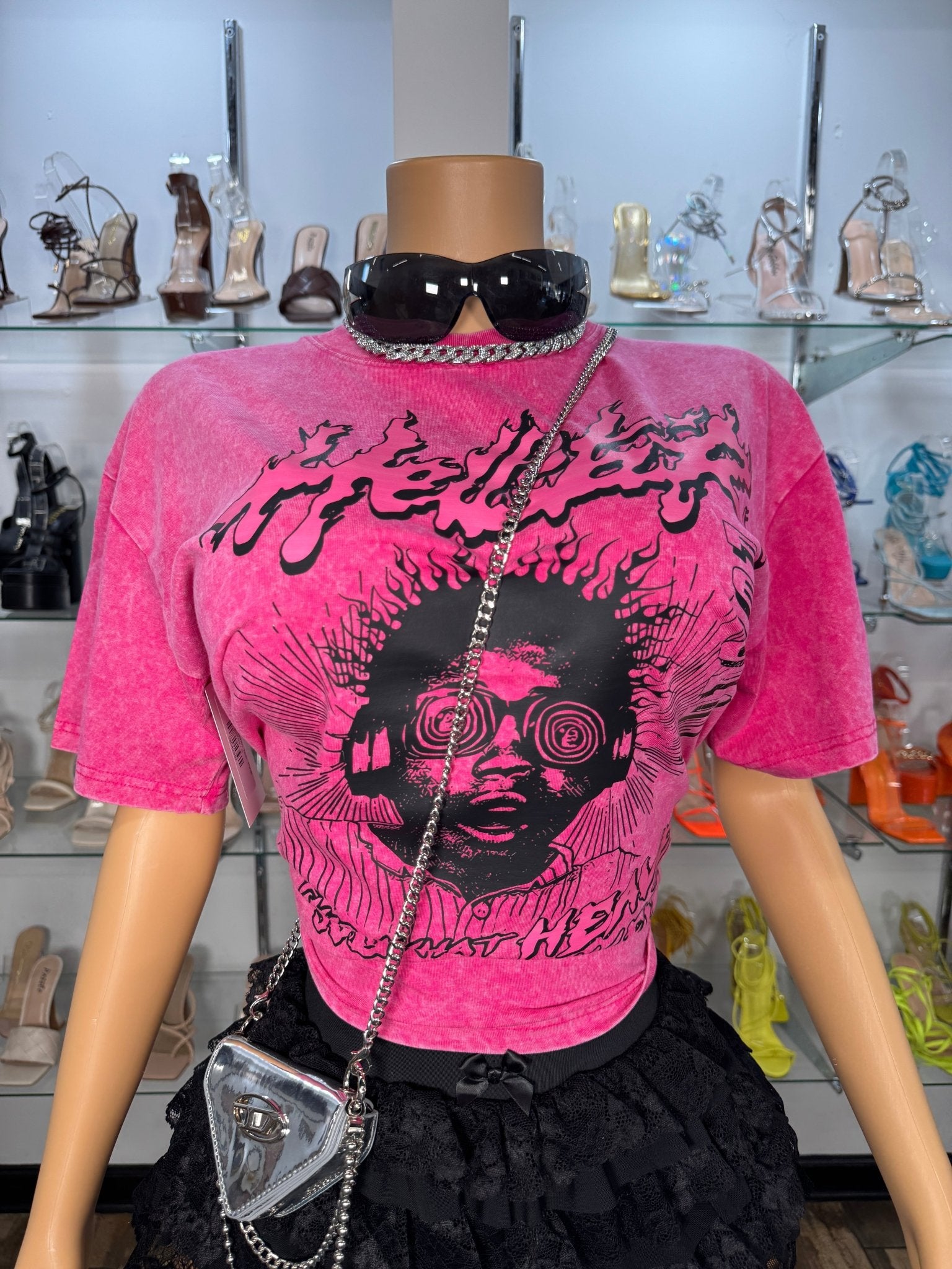 Hellstar Graphic Tee - Pink - Head Over Heels: All In One Boutique