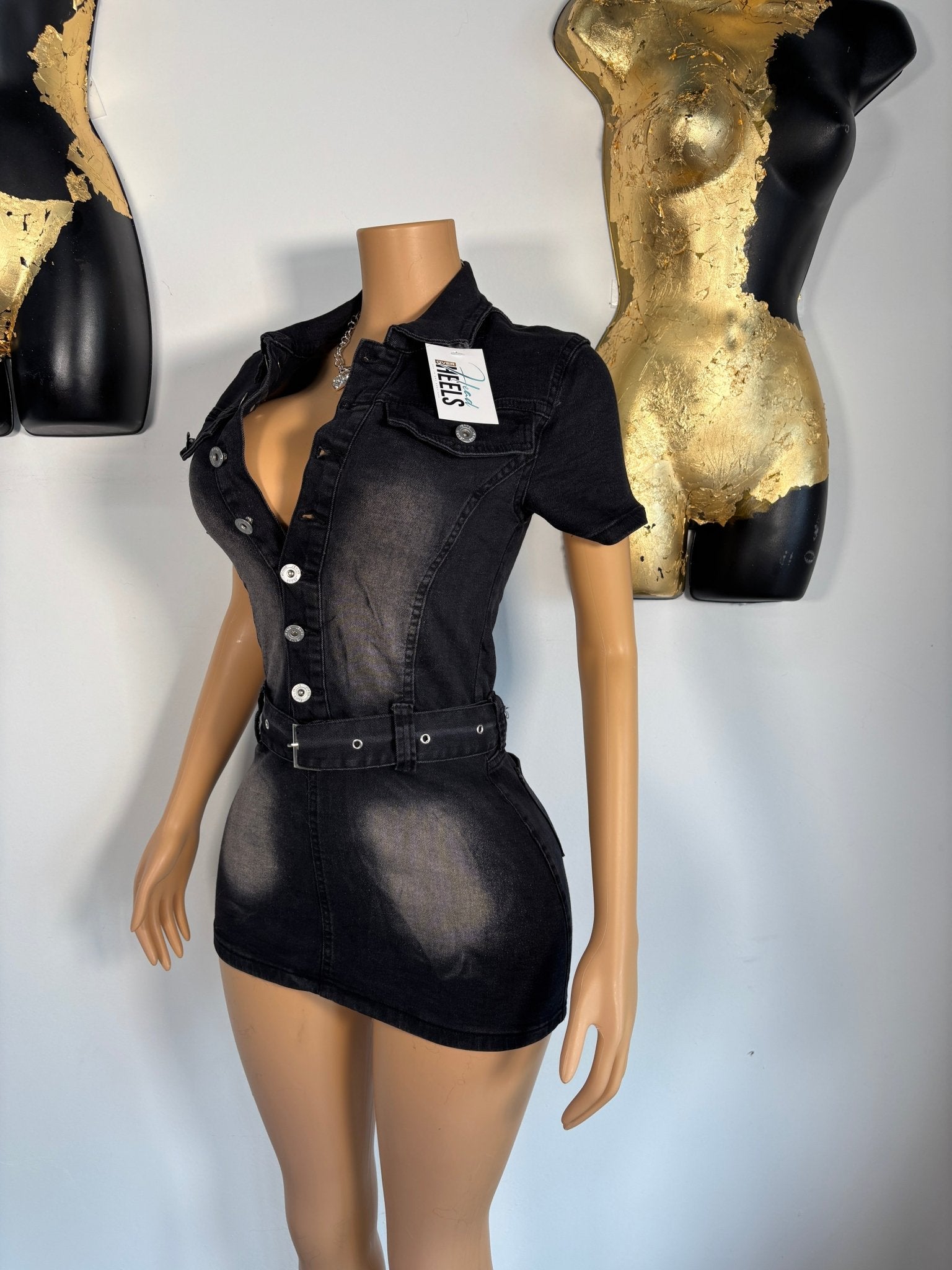 Jenny From The Block Dress - Dark Denim - Head Over Heels: All In One Boutique