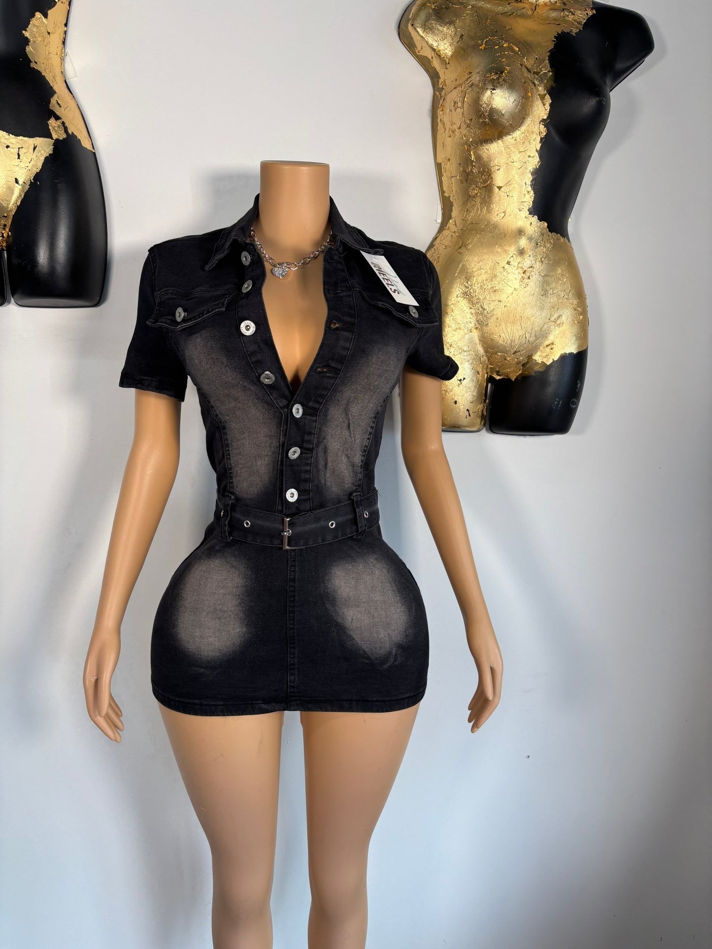 Jenny From The Block Dress - Dark Denim - Head Over Heels: All In One Boutique