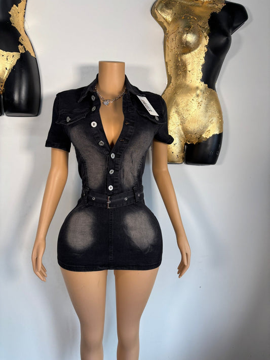 Jenny From The Block Dress - Dark Denim - Head Over Heels: All In One Boutique