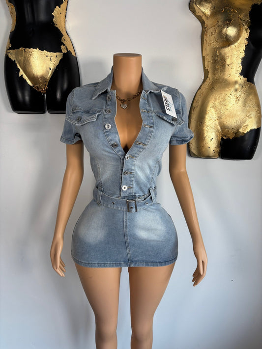 Jenny From The Block Dress - Light Denim - Head Over Heels: All In One Boutique