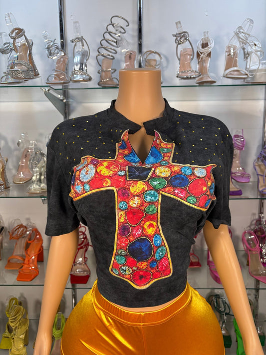 Jewel Cross Graphic Tee - Head Over Heels: All In One Boutique