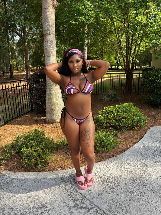 Keep It P Bikini - Purple Multi (FINAL SALE) - Head Over Heels: All In One Boutique