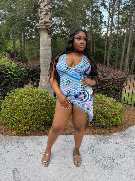 Keep It P Monokini - Light Blue Multi (FINAL SALE) - Head Over Heels: All In One Boutique