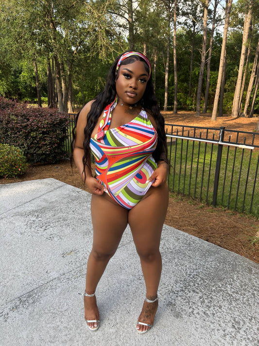 Keep It P Monokini - Orange Multi (FINAL SALE) - Head Over Heels: All In One Boutique