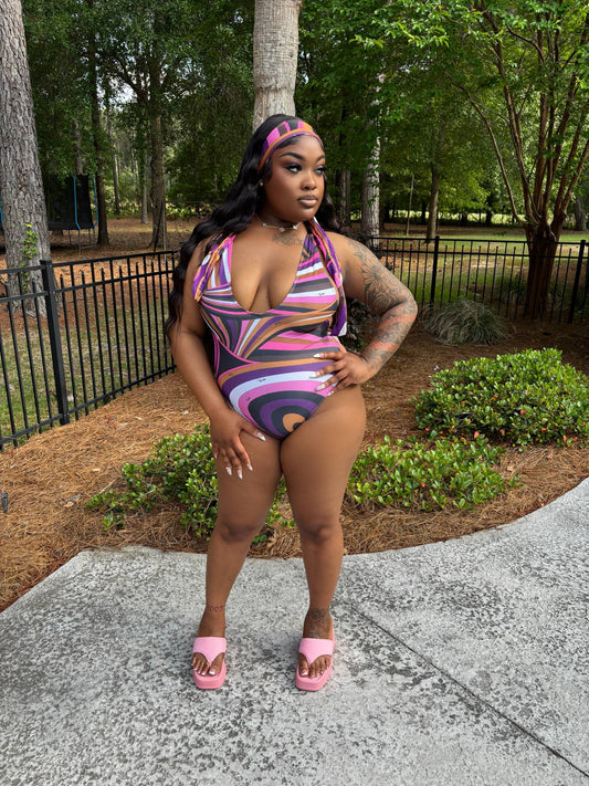 Keep It P Monokini - Purple Multi (FINAL SALE) - Head Over Heels: All In One Boutique