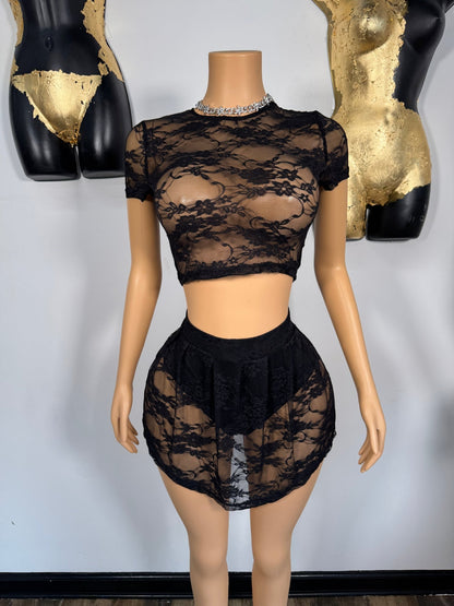 Laced Up Skirt Set - Black - Head Over Heels: All In One Boutique