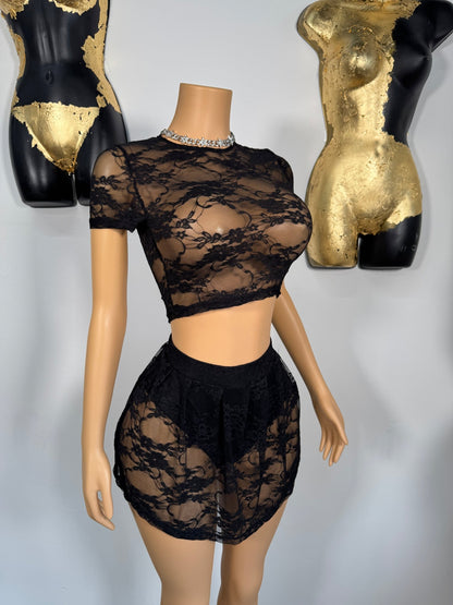 Laced Up Skirt Set - Black - Head Over Heels: All In One Boutique