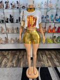 Leather Shorts - Gold - Head Over Heels: All In One Boutique