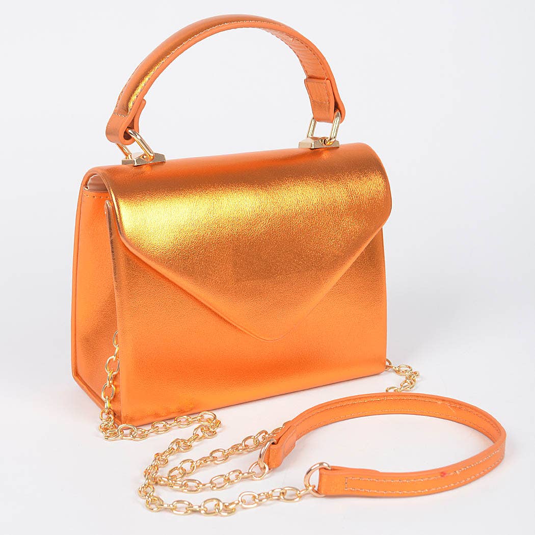 Metallic Handbag - Orange (FINAL SALE) - Head Over Heels: All In One Boutique