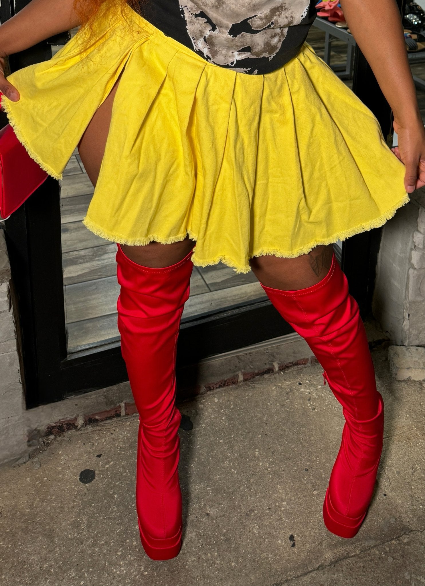 Missy Pleated Skirt - Yellow - Head Over Heels: All In One Boutique