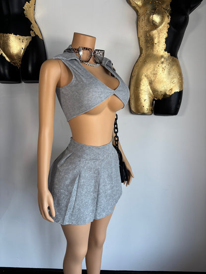 Nikki Skirt Set - Grey - Head Over Heels: All In One Boutique