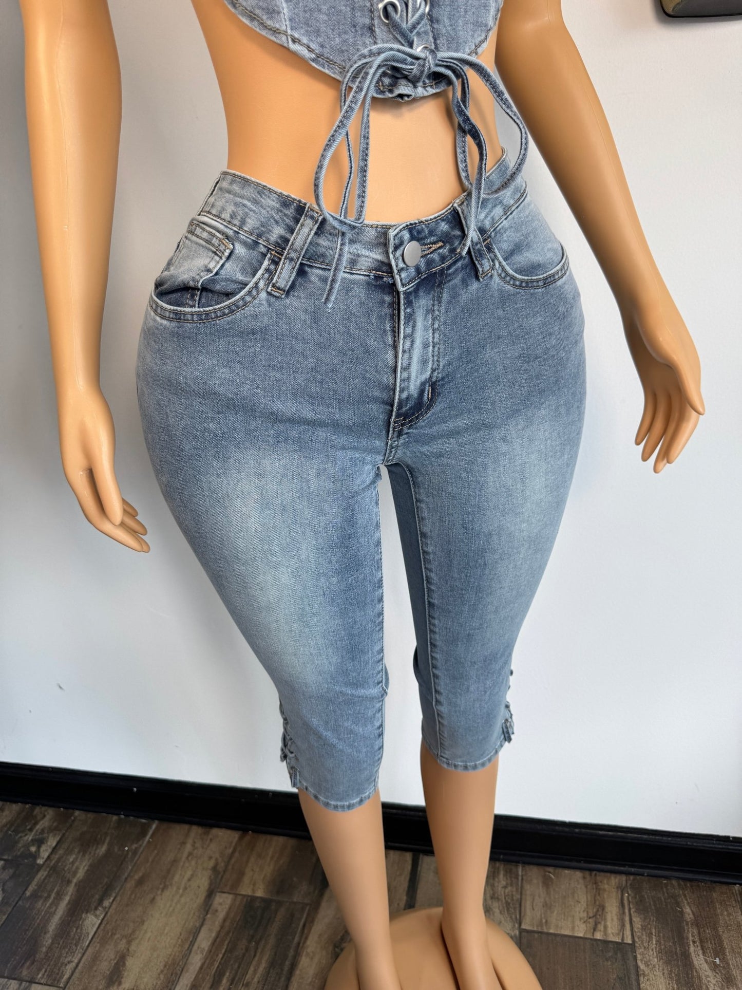 No Attitude Capri Set - Denim - Head Over Heels: All In One Boutique