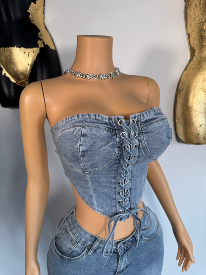 No Attitude Capri Set - Denim - Head Over Heels: All In One Boutique