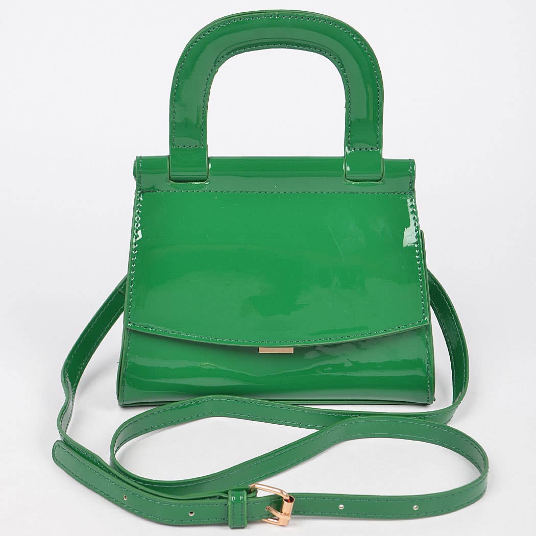 Patent Leather Top Handle Clutch - Green (Final Sale) - Head Over Heels: All In One Boutique