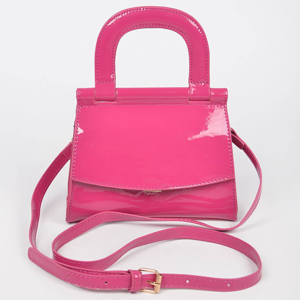 Patent Leather Top Handle Clutch - Pink (Final Sale) - Head Over Heels: All In One Boutique