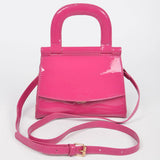 Patent Leather Top Handle Clutch- Pink (Final Sale)