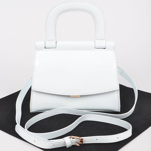 Patent Leather Top Handle Clutch - White (Final Sale) - Head Over Heels: All In One Boutique