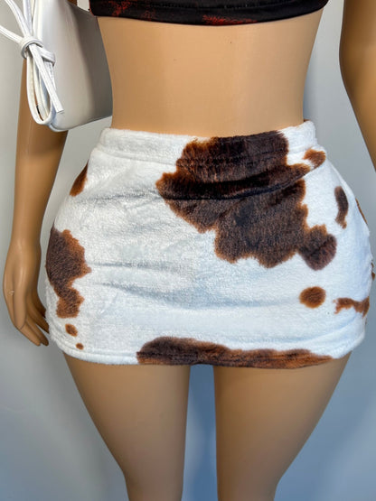 Plush Skirt - Cow - Head Over Heels: All In One Boutique