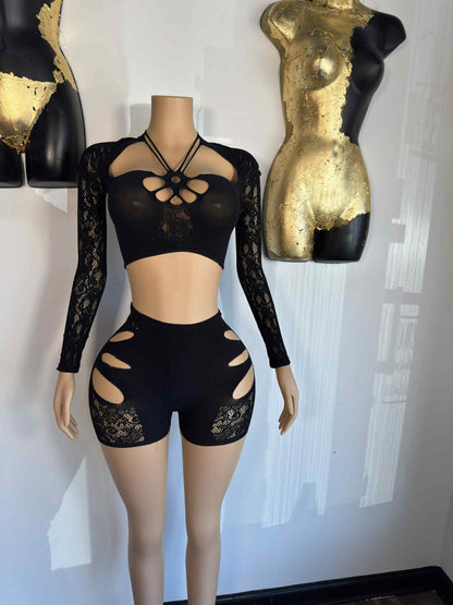 Polly Short Set - Black (FINAL SALE) - Head Over Heels: All In One Boutique