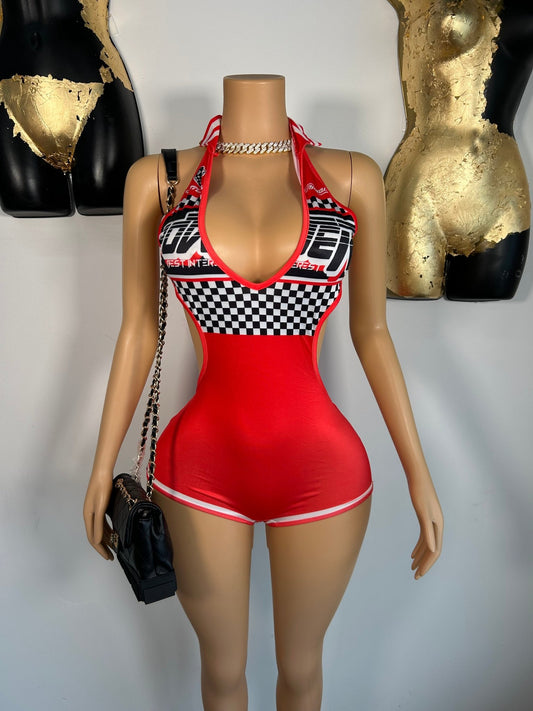 Racer Romper - Red - Head Over Heels: All In One Boutique