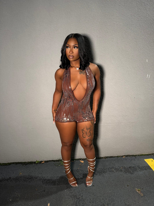 Read My Lips Romper - Brown - Head Over Heels: All In One Boutique