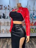 Sonia Crop Biker Jacket - Red - Head Over Heels: All In One Boutique