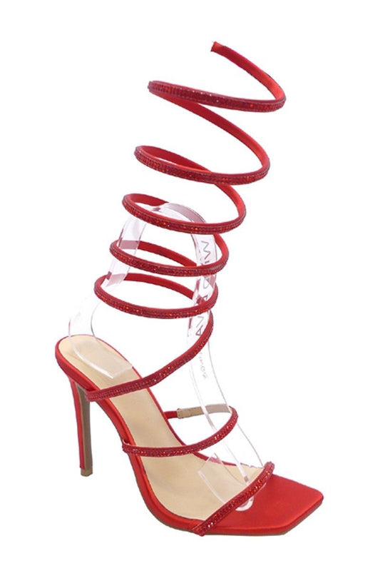 Spiral Up Heels - Red - Head Over Heels: All In One Boutique