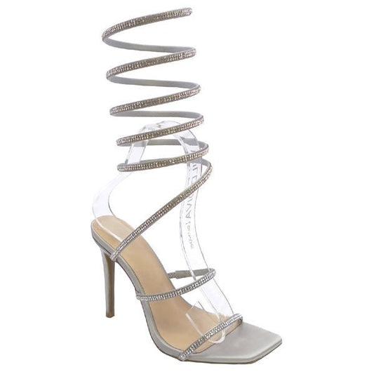 Spiral Up Heels - Silver - Head Over Heels: All In One Boutique