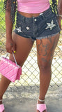 Star Denim Shorts - Black - Head Over Heels: All In One Boutique