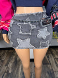 Star Status Skirt- Grey Denim