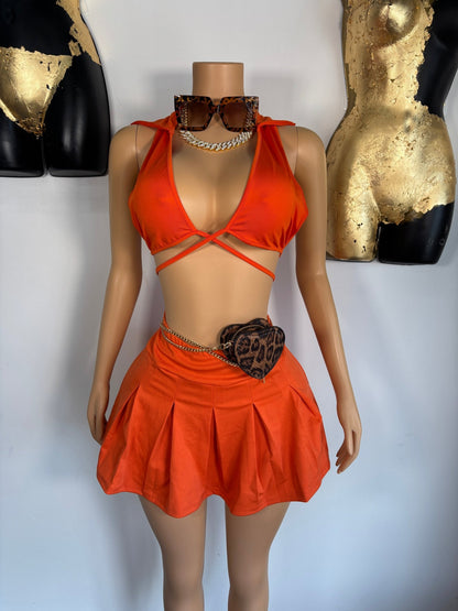 Summer Nights Skirt Set - Orange - Head Over Heels: All In One Boutique