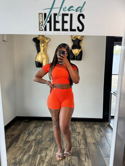 Suns Out Short Set - Orange - Head Over Heels: All In One Boutique