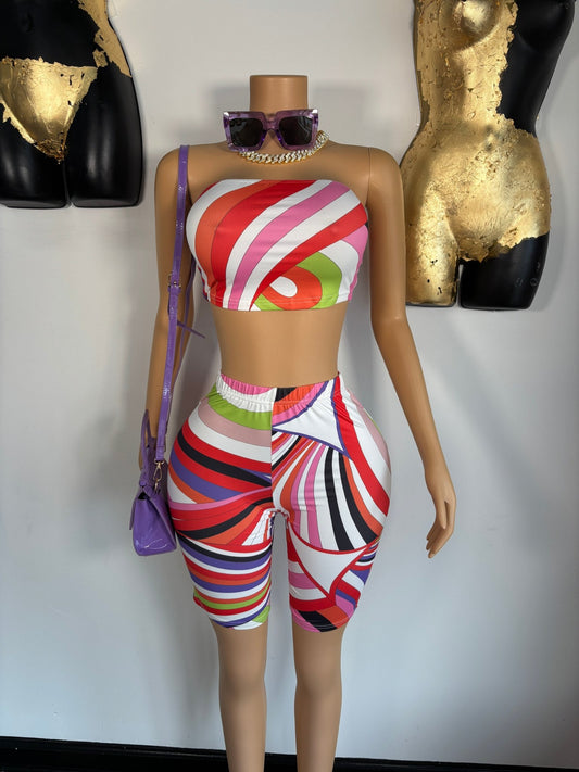 Sunset Baddie Short Set - Multi - Head Over Heels: All In One Boutique