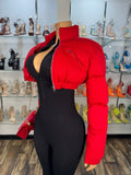 Sydney Crop Puffer Jacket - Red - Head Over Heels: All In One Boutique