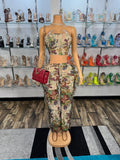 Tapestry Pant Set - Floral - Head Over Heels: All In One Boutique