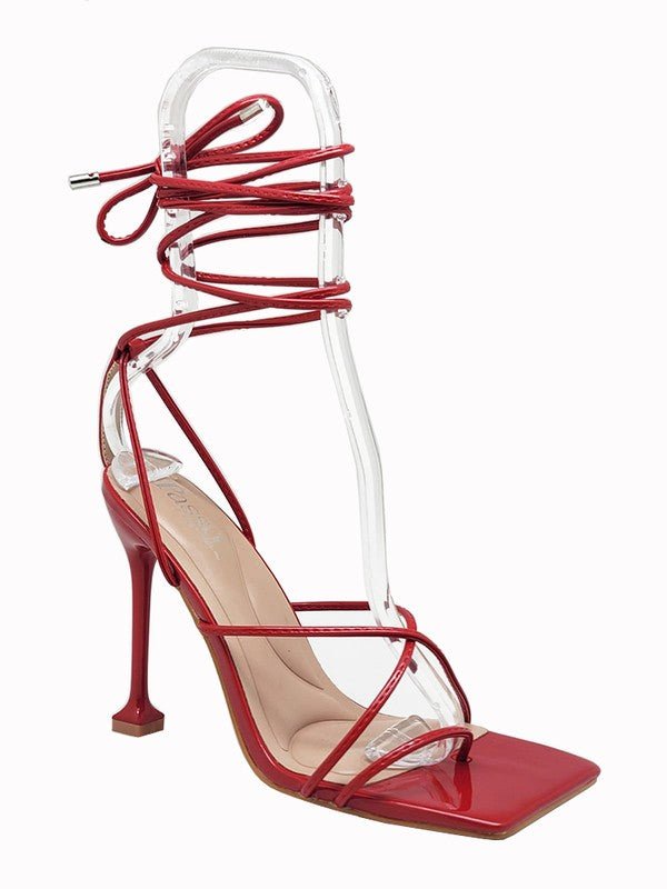 Tied Up Heels - Red Pat - Head Over Heels: All In One Boutique