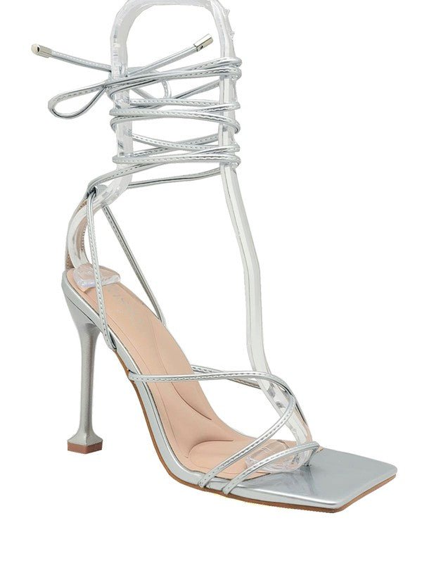 Tied Up Heels - Silver - Head Over Heels: All In One Boutique