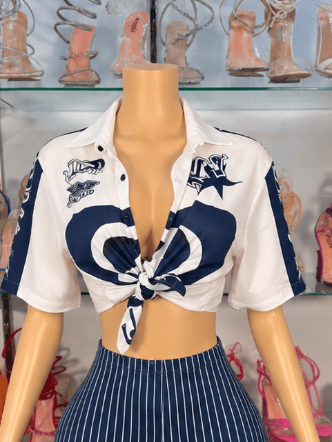 Vee Button Up- Navy - Head Over Heels: All In One Boutique