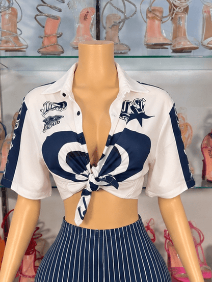 Vee Button Up- Navy - Head Over Heels: All In One Boutique