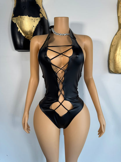 Vivid Leotard Top - Black (FINAL SALE) - Head Over Heels: All In One Boutique