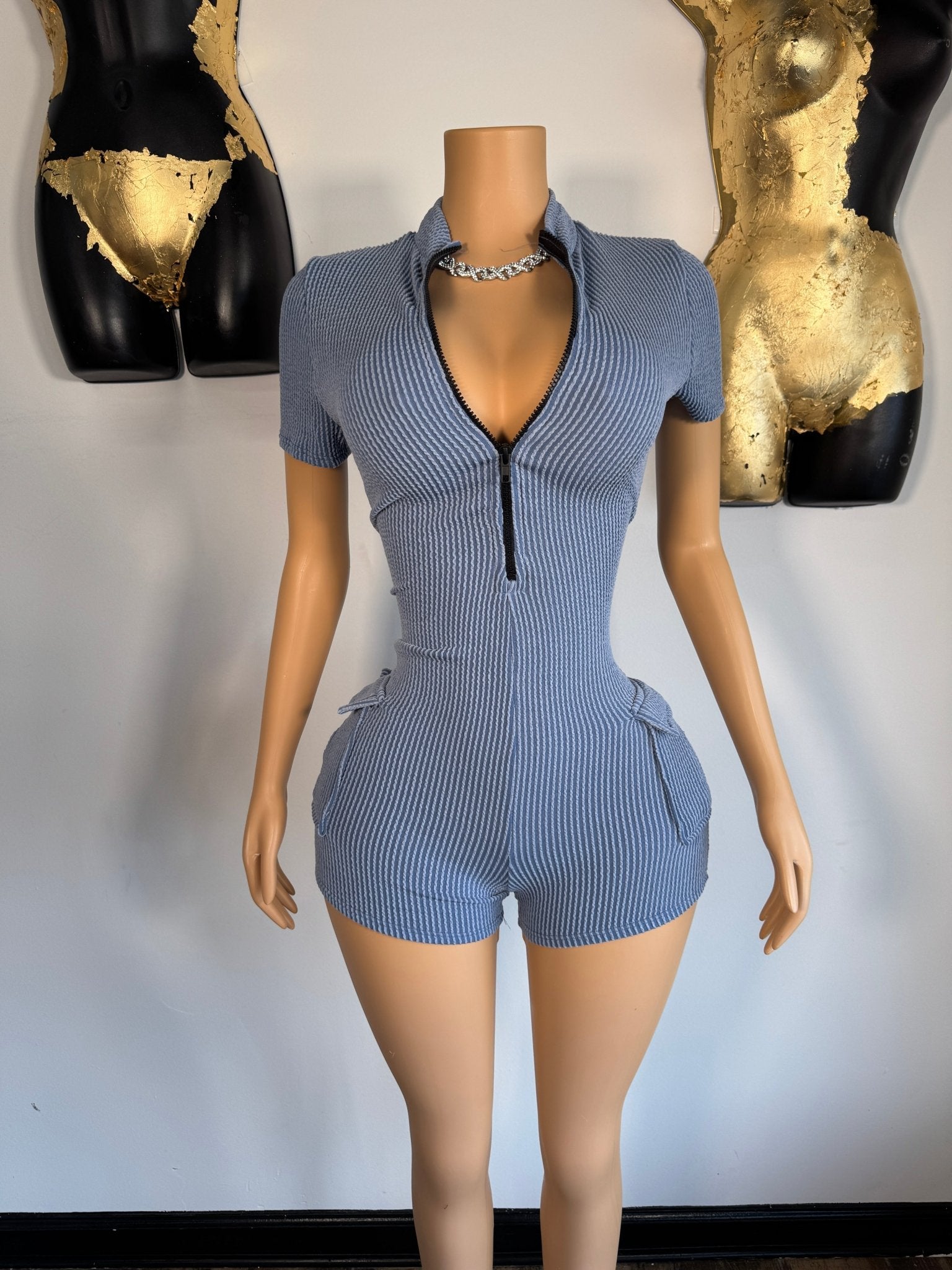 Watch Me Romper - Blue - Head Over Heels: All In One Boutique