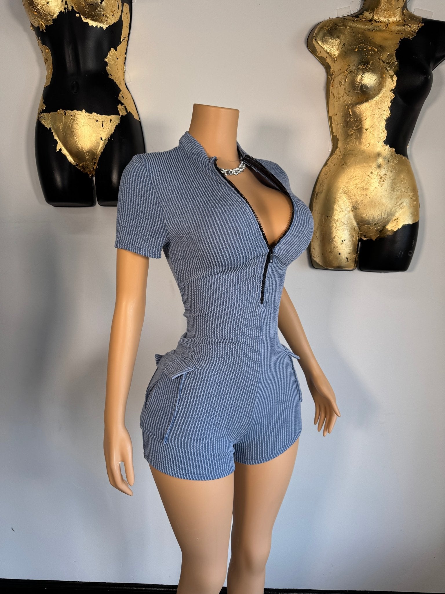 Watch Me Romper - Blue - Head Over Heels: All In One Boutique