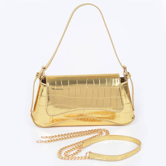 Wavy Flap Bag - Gold (Final Sale) - Head Over Heels: All In One Boutique