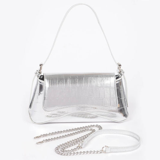 Wavy Flap Bag - Silver (Final Sale) - Head Over Heels: All In One Boutique