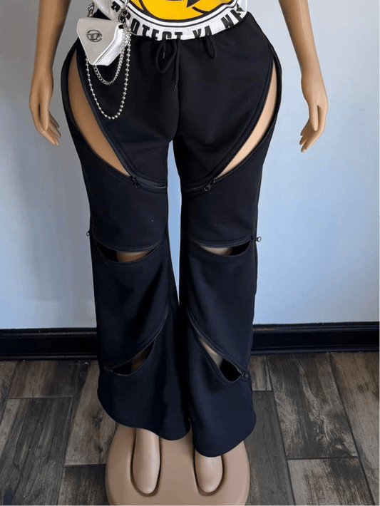 Zipped Up Joggers - Black - Head Over Heels: All In One Boutique