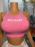 90's Baby Crop Top- Pink - Head Over Heels: All In One Boutique