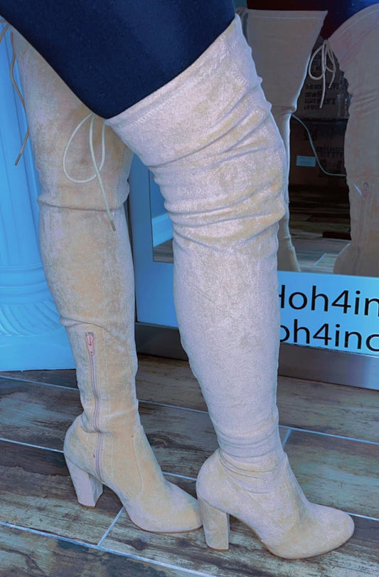 Amina Thigh Boot- Nude - Head Over Heels: All In One Boutique