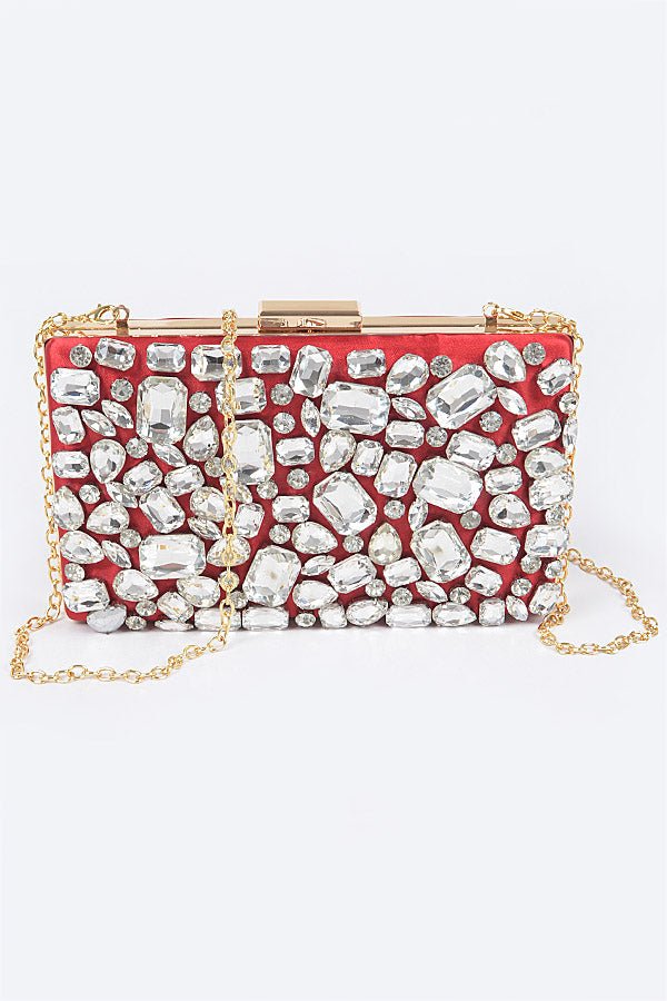 Bejeweled Clutch- Red - Head Over Heels: All In One Boutique