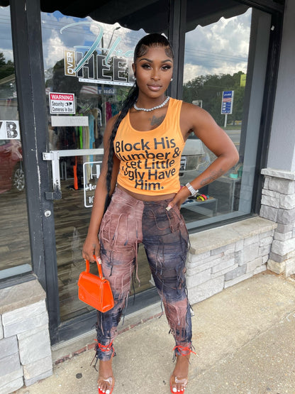 Block His Number Crop Top- Orange - Head Over Heels: All In One Boutique